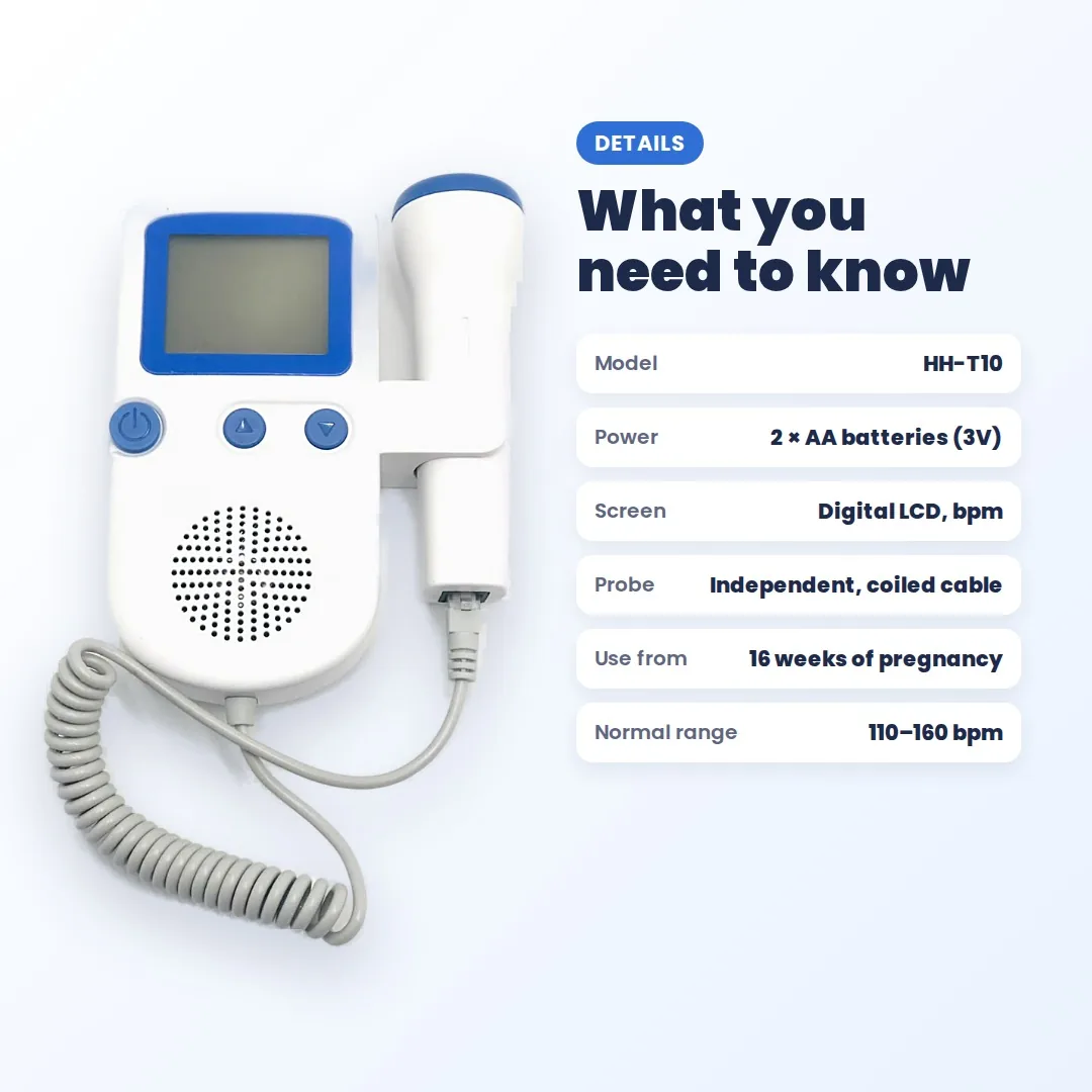 Fetal Doppler HH-T10 – Baby Heartbeat Monitor with Digital Screen & Speaker — image 6 of 6