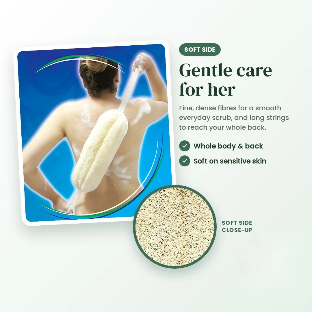 Kiro 6 Natural Egyptian Loofah – 2-in-1 Soft & Coarse Back Scrubber — image 3 of 5