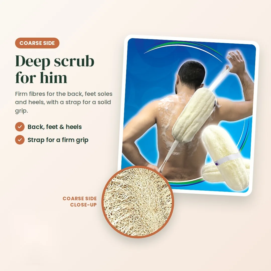Kiro 6 Natural Egyptian Loofah – 2-in-1 Soft & Coarse Back Scrubber — image 4 of 5